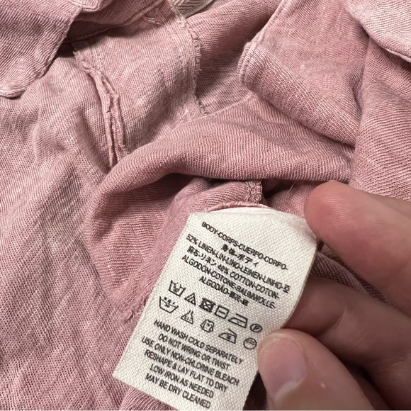 NWOT Free People Size Large Linen Blend The Posh Tee in Desert Rose Pink - Picture 6 of 11